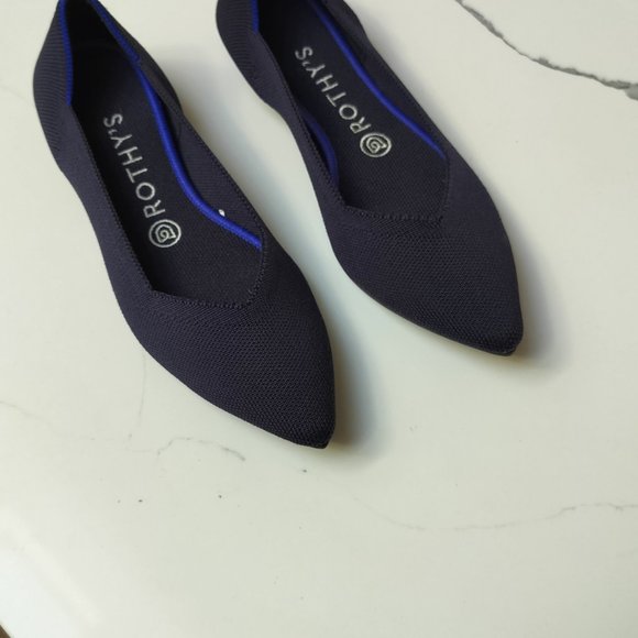 Rothy's Navy Flats with Blue Accent - Picture 5 of 5